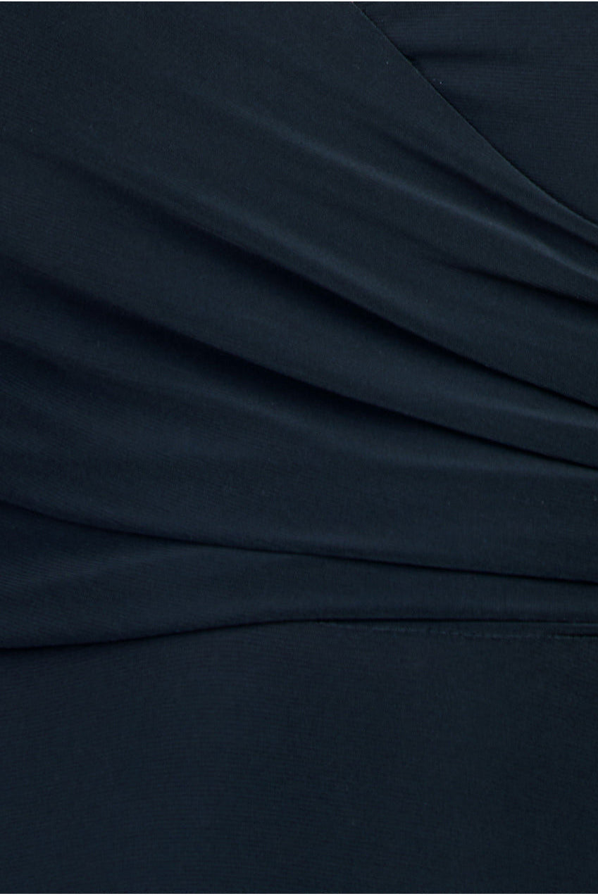 Goddiva Asymmetrical Wrap Midi Dress - Black