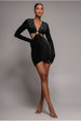 City Goddess Cut Out Long Sleeve Bodycon Mini - Black
