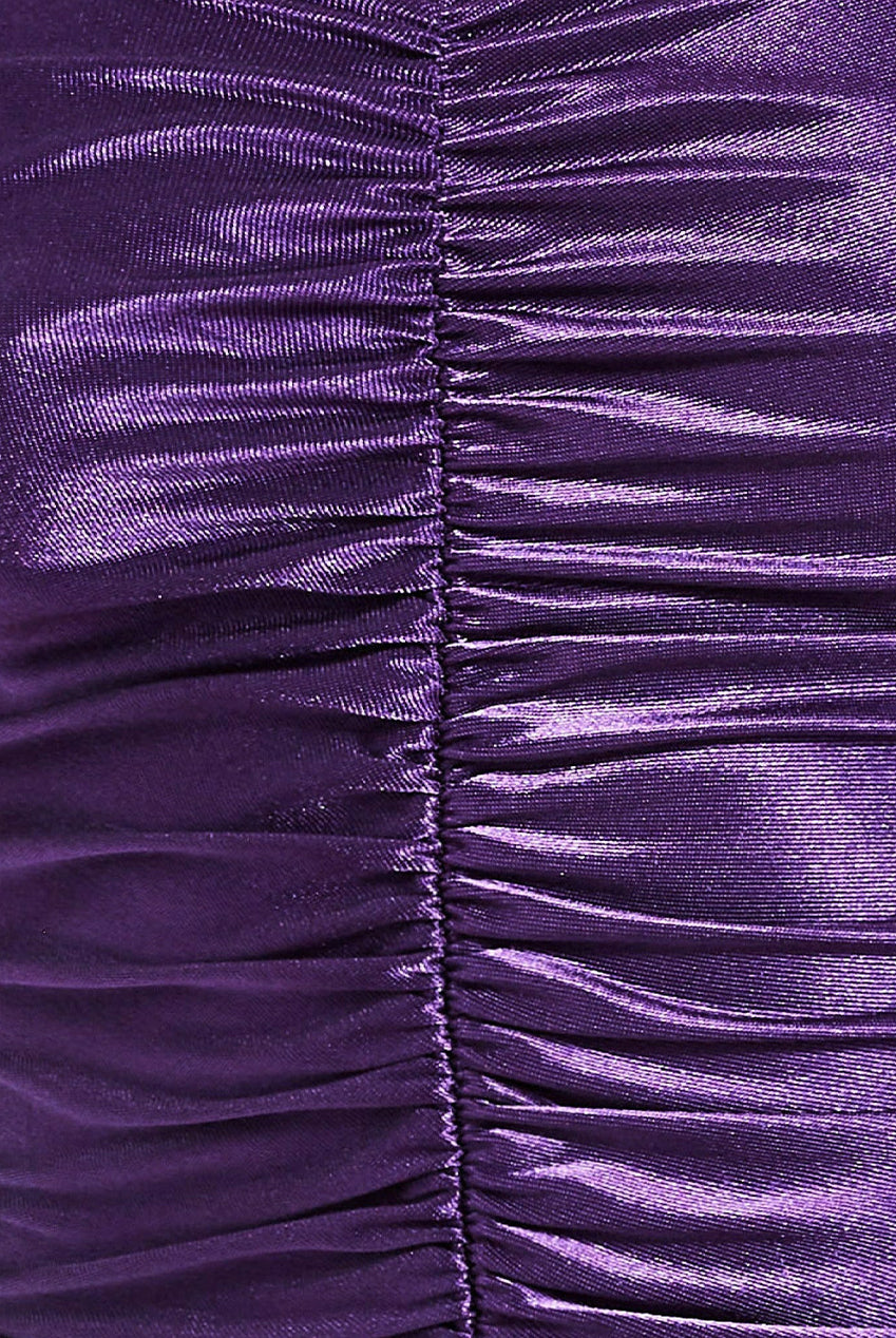 Goddiva Off The Shoulder Ruched Mini - Purple