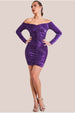 Goddiva Off The Shoulder Ruched Mini - Purple