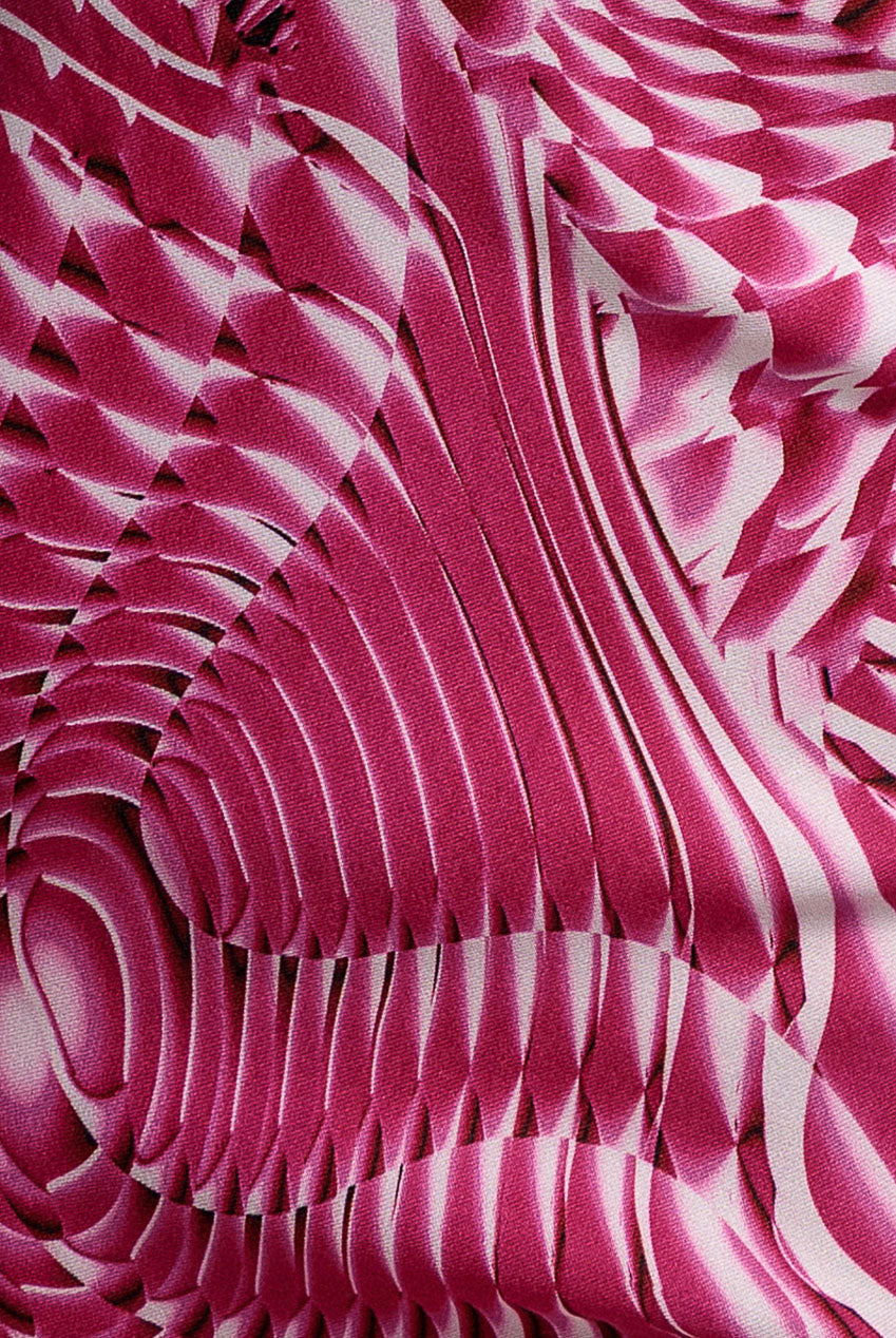 Goddiva Abstract Bandeau Bodycon Midi Dress - Cerise