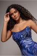 Goddiva Abstract Bandeau Bodycon Midi Dress - Royalblue