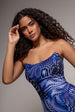 Goddiva Abstract Bandeau Bodycon Midi Dress - Royalblue