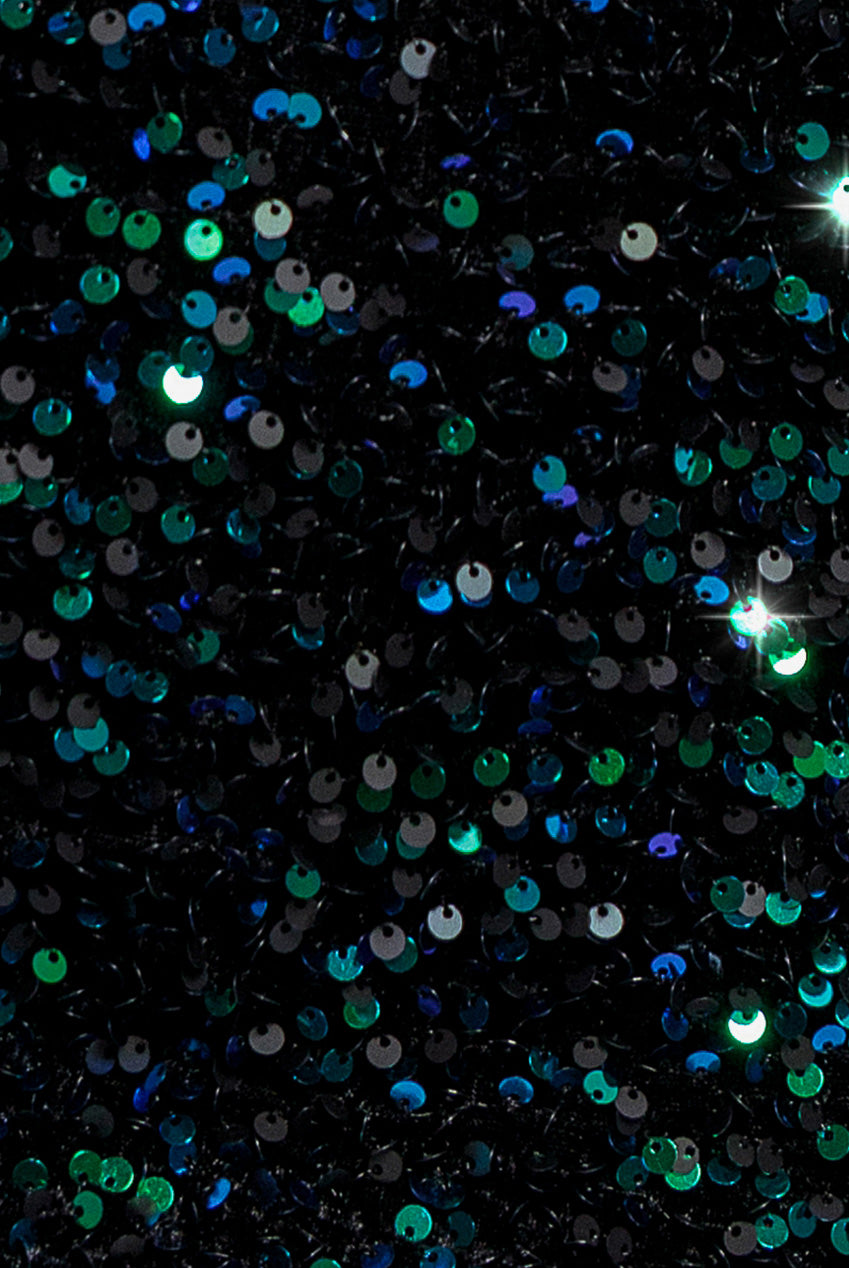 Goddiva Multi Sequin & Velvet Bardot Midi - Emerald Green