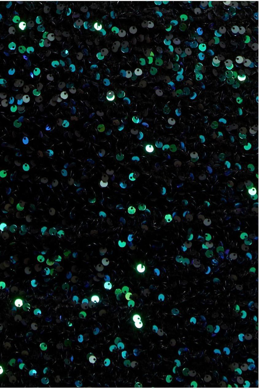 Goddiva Multi Sequin & Velvet Bardot Midi - Emerald Green