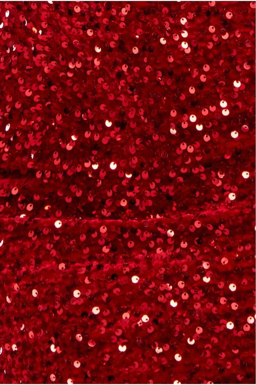 Goddiva Multi Sequin & Velvet Bardot Midi Dress - Red