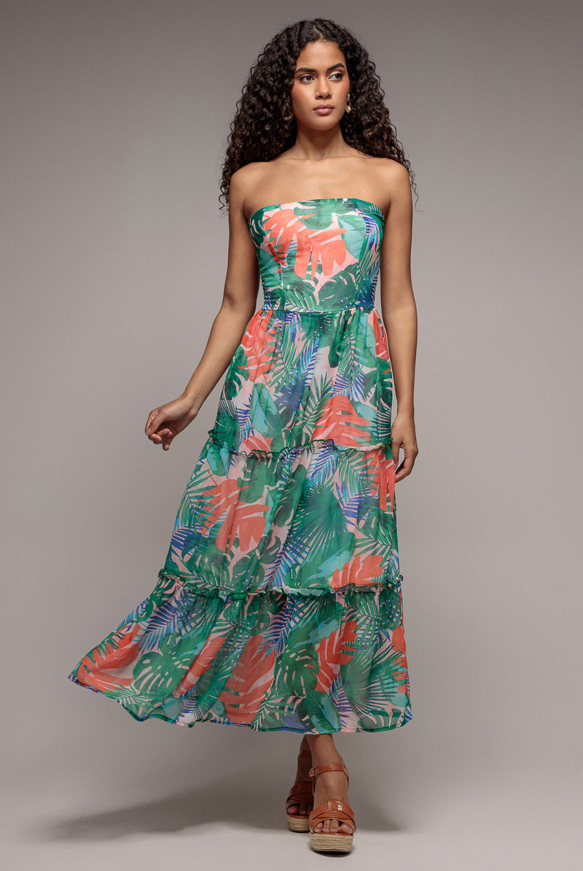 City Goddess Boobtube Printed Maxi - Jungle Print