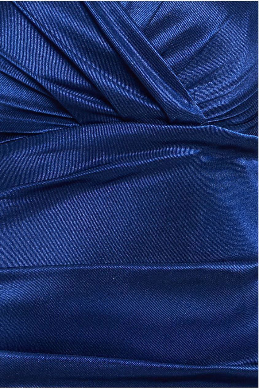 Goddiva Satin Off The Shoulder Maxi Dress - Navy Blue