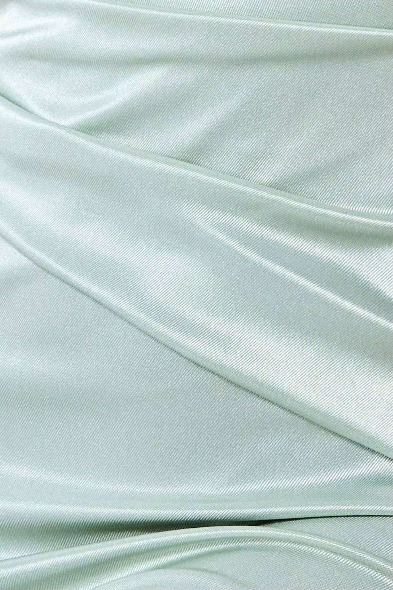 Goddiva Satin Off The Shoulder Maxi Dress - Sage Green
