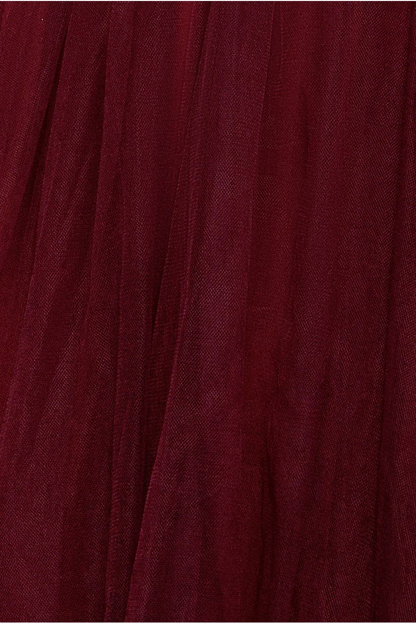 Goddiva Embroidered Mesh Maxi Dress - Burgundy