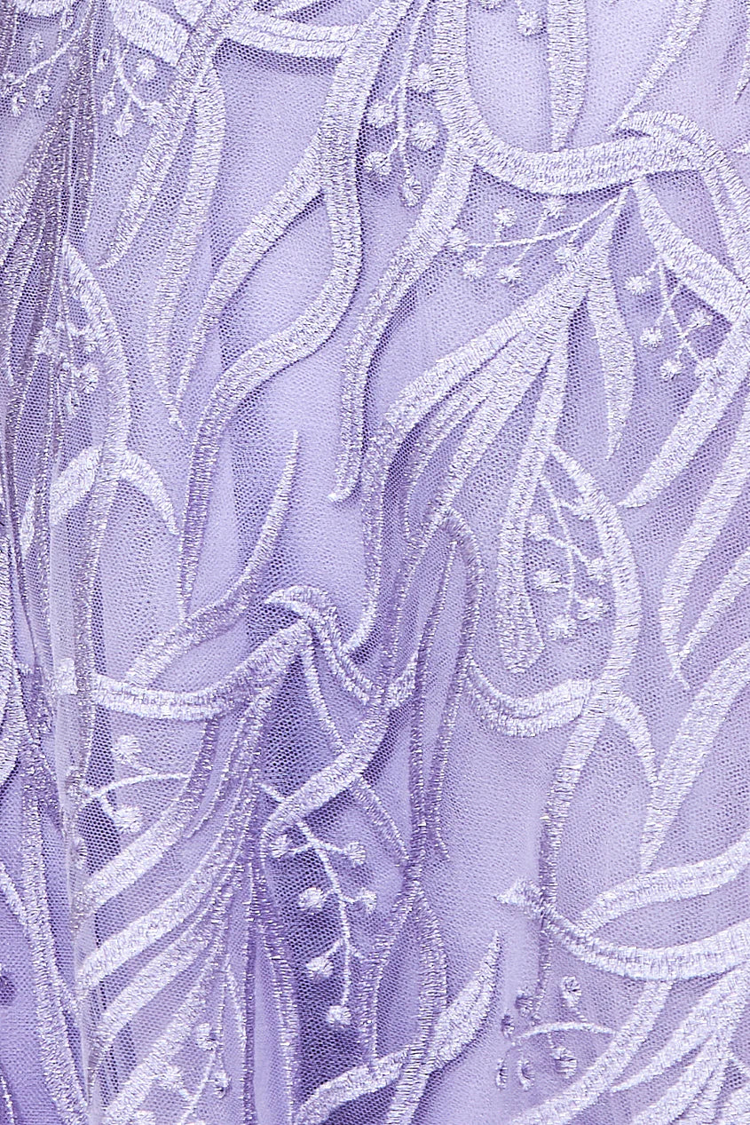 Goddiva Embroidered Mesh Midi Dress - Lilac