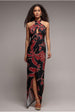 Goddiva Printed Crossover Maxi Dress - Black