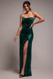 Goddiva Sequin Velvet Bandeau Maxi Dress - Emerald Green