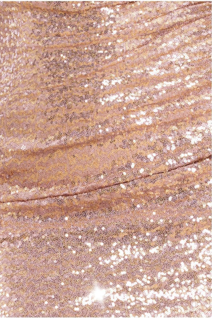 Goddiva Off The Shoulder Sequin Wing Maxi Dress - Champagne