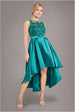 Goddiva Sequin & Satin Dipped Hem Midi Dress - Emerald Green
