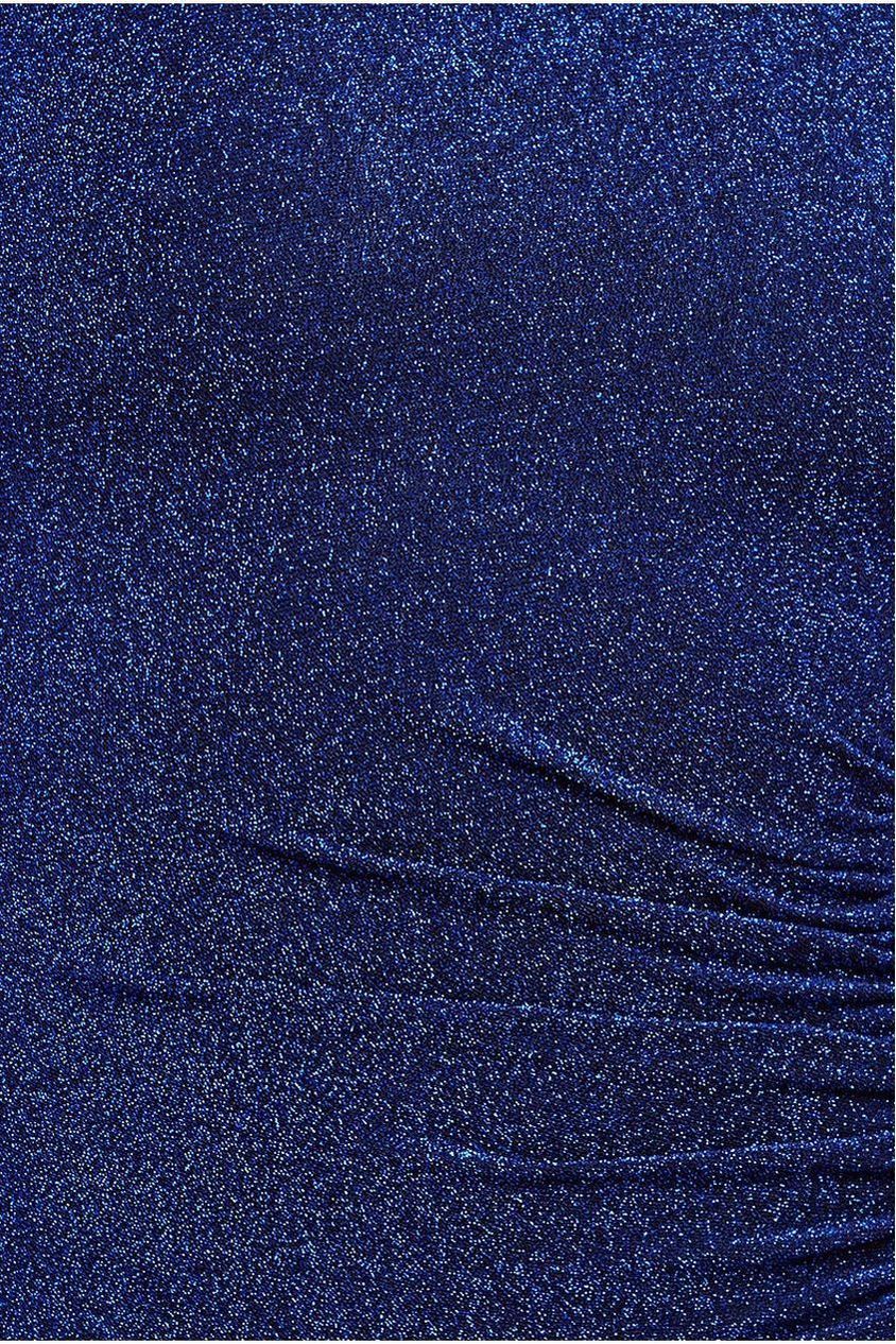 Goddiva Open Lurex Back One Sleeve Maxi Dress - Royal Blue