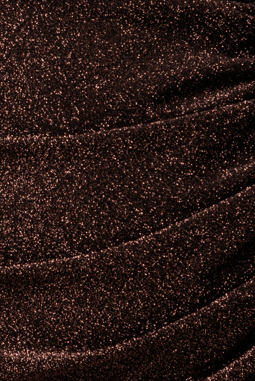 Goddiva Open Lurex Back One Sleeve Maxi Dress - Bronze