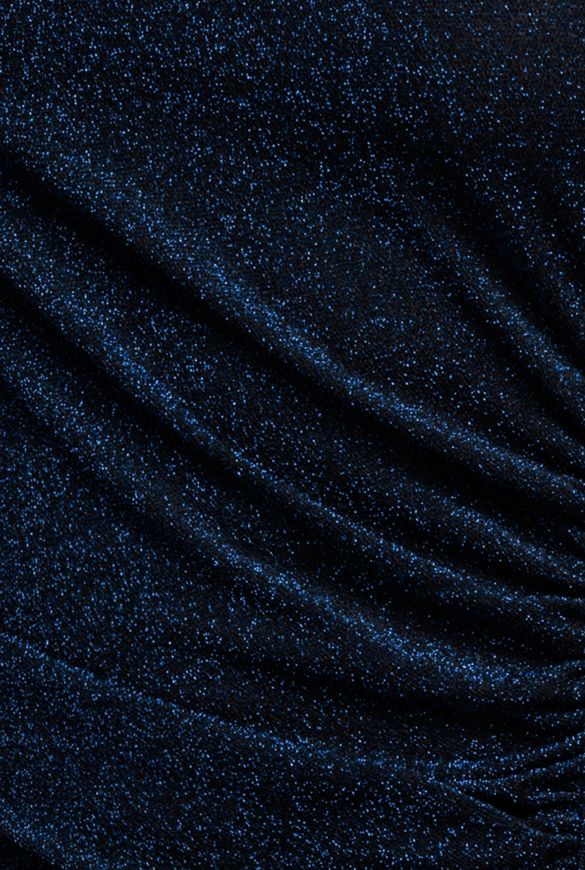 Goddiva Open Lurex Back One Sleeve Maxi Dress - Royal Blue