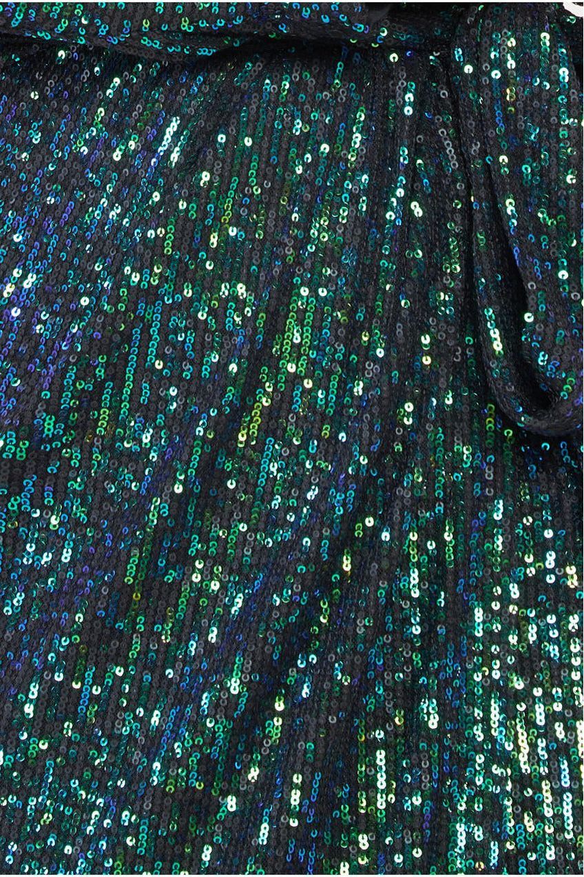 goddiva wrap style sequin midi dress product info and reviews Wrap Style Sequin Midi Dress - Green