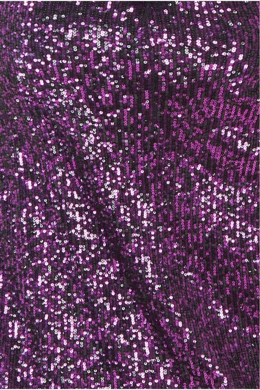 Goddiva Wrap Style Sequin Midi Dress - Purple