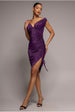 Goddiva Off The Shoulder Drawstring Side Midi - Magenta
