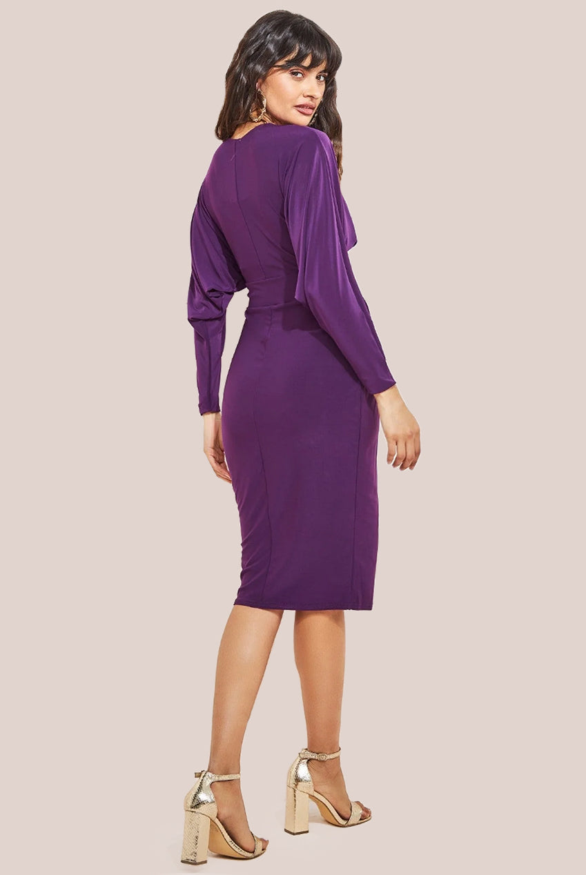 Goddiva Batwing Sleeve Midi Dress - Purple