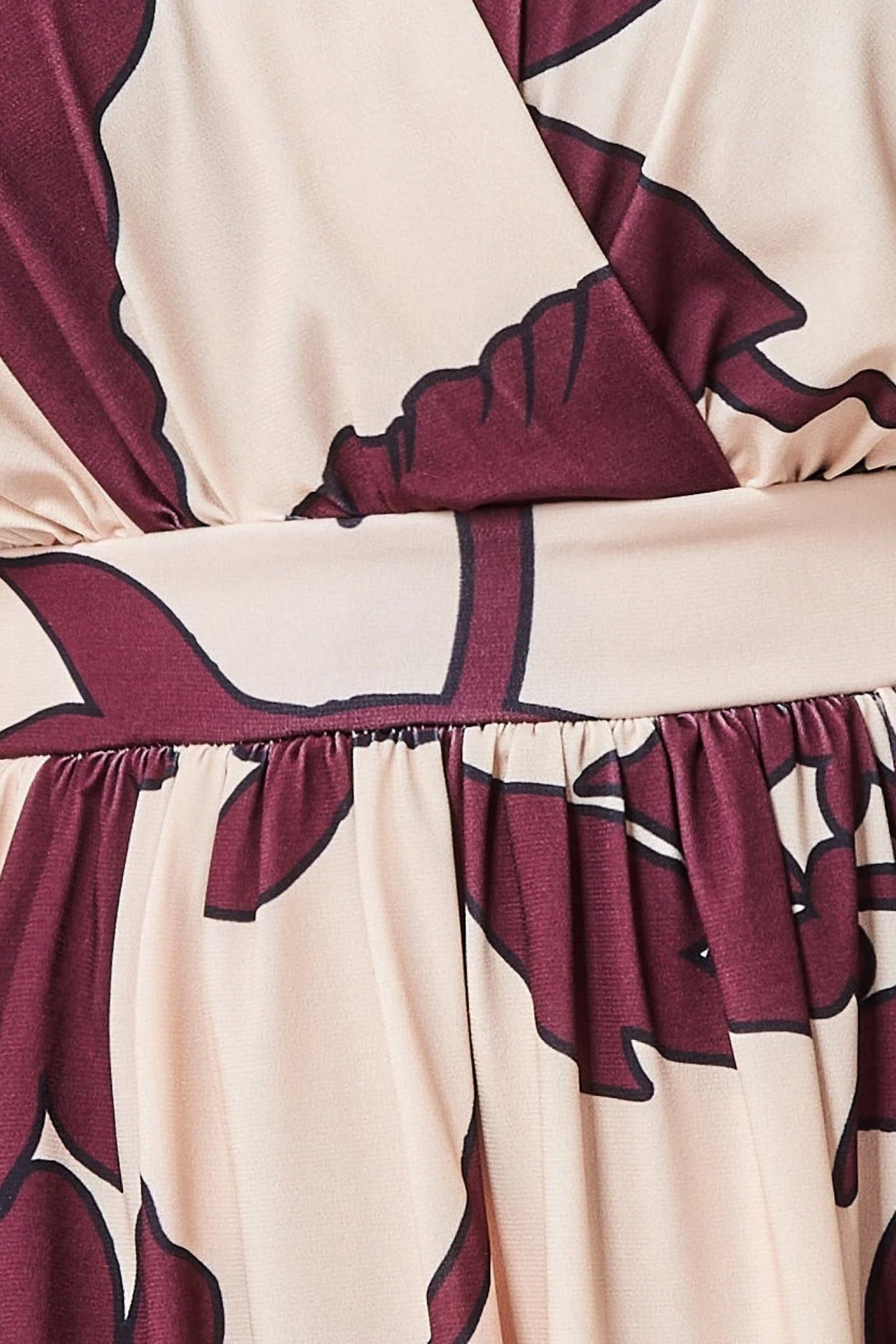 Goddiva Leaf Print Flutter Sleeve Midi - Cream