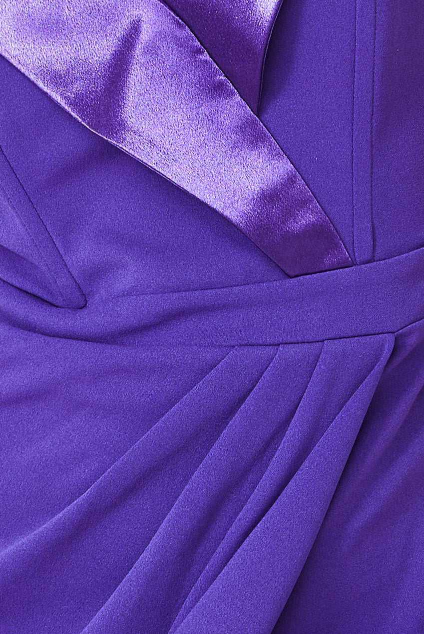 Goddiva Satin & Scuba Maxi With Thigh Split - Purple