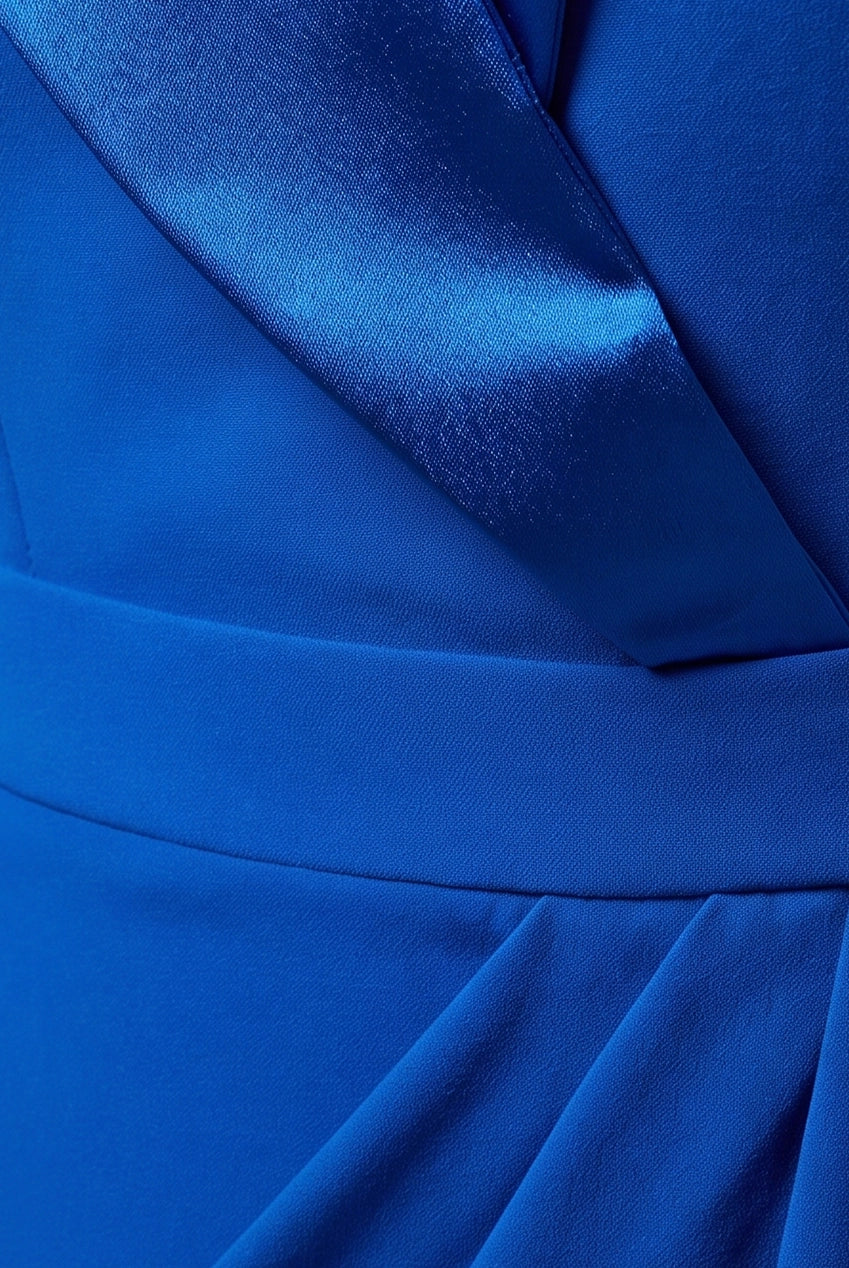 Goddiva Satin Collar Scuba Midi Dress - Royal Blue
