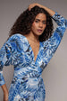 Goddiva Tropical Print Midi With Batwing Sleeves - Blue