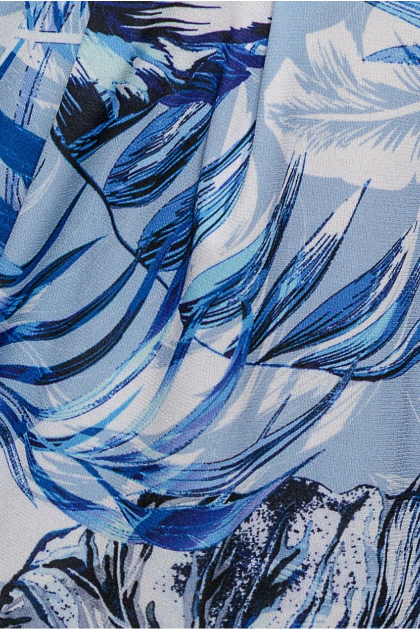 Goddiva Tropical Print Midi With Batwing Sleeves - Blue