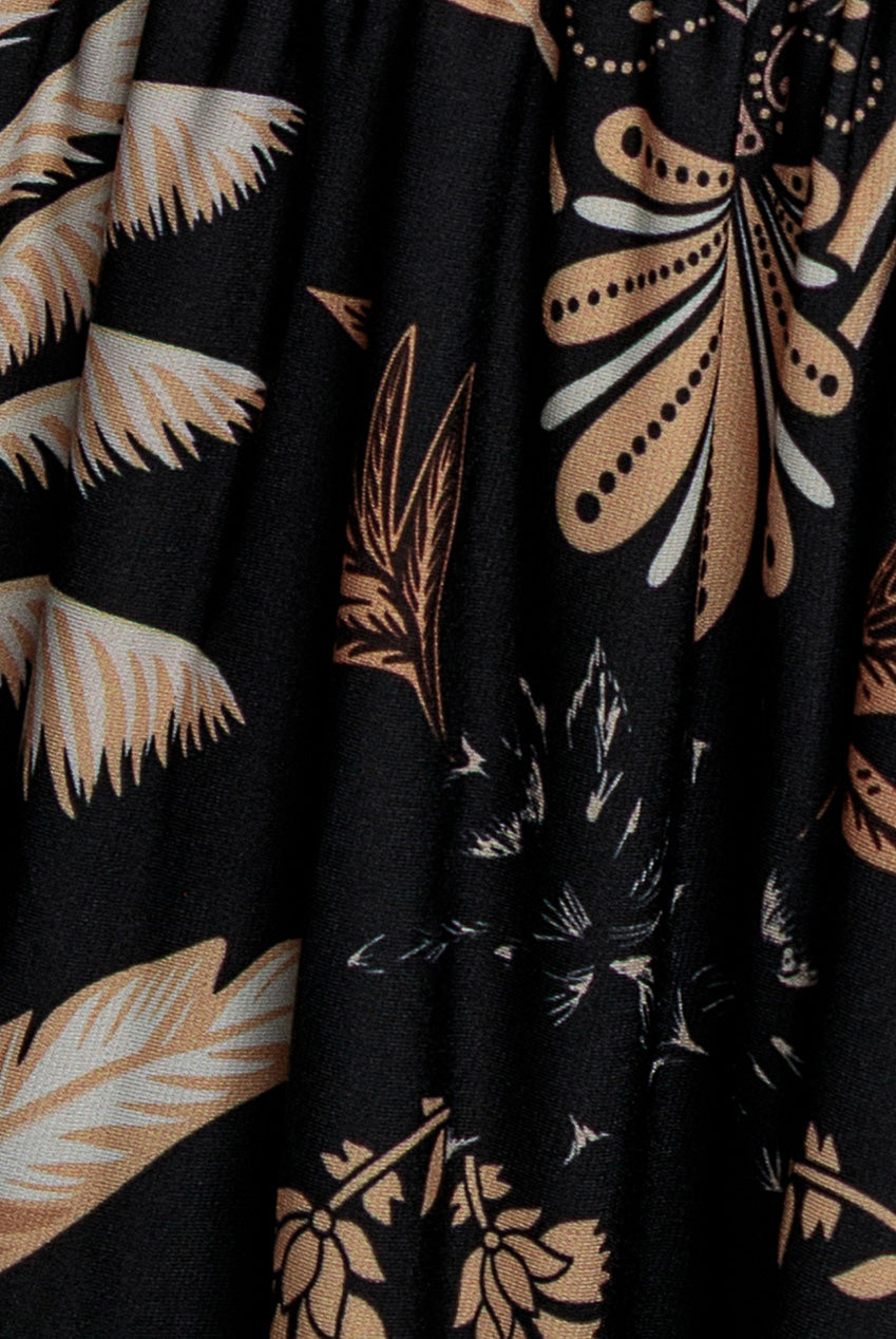 Goddiva Printed Tie Back Maxi - Black