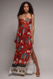 Goddiva Printed Tie Back Maxi - Orange