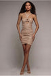 Goddiva Cut Out Faux Leather Mini Dress - Beige