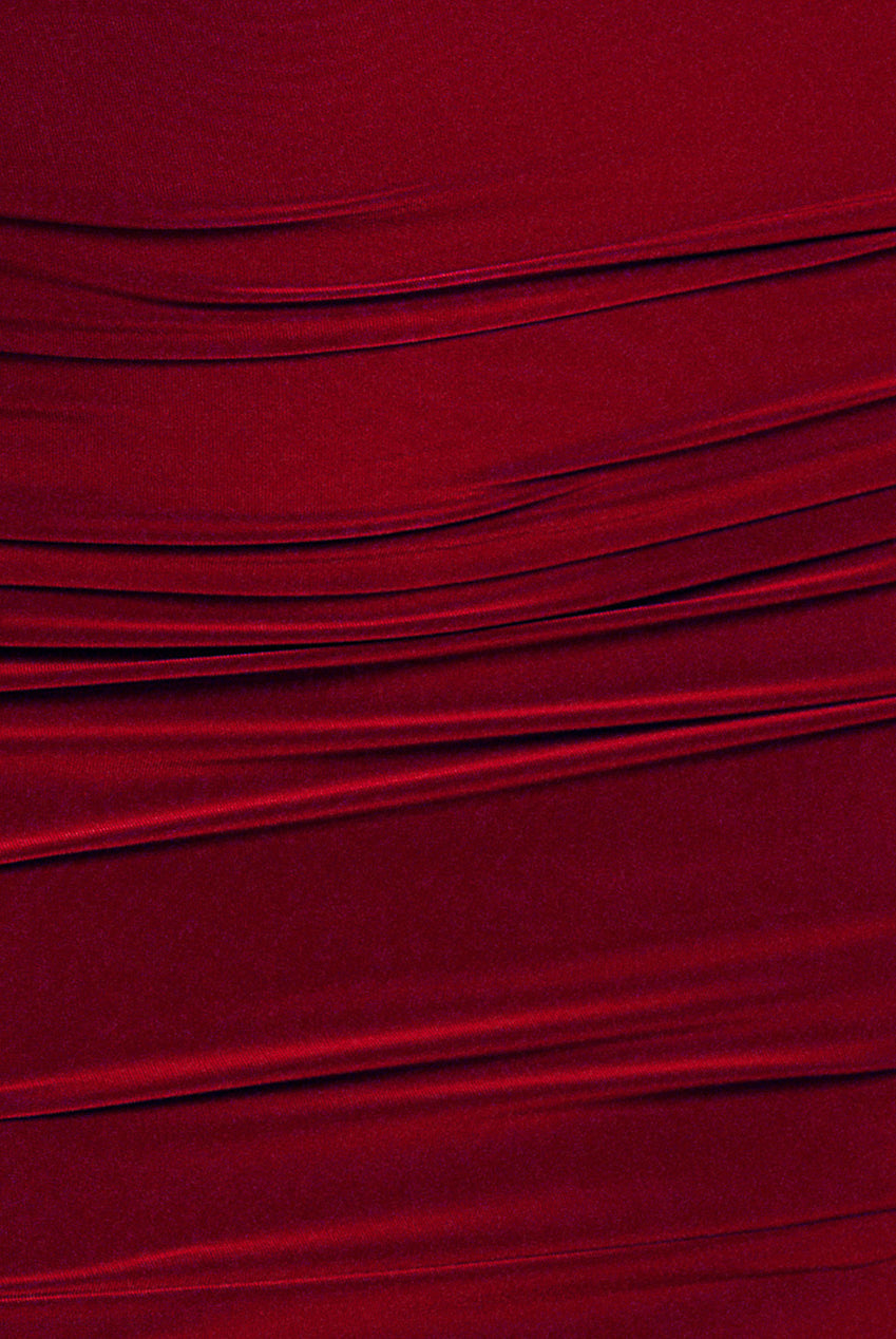 Goddiva Cut Out Ruched Midi With Drawstring - Wine