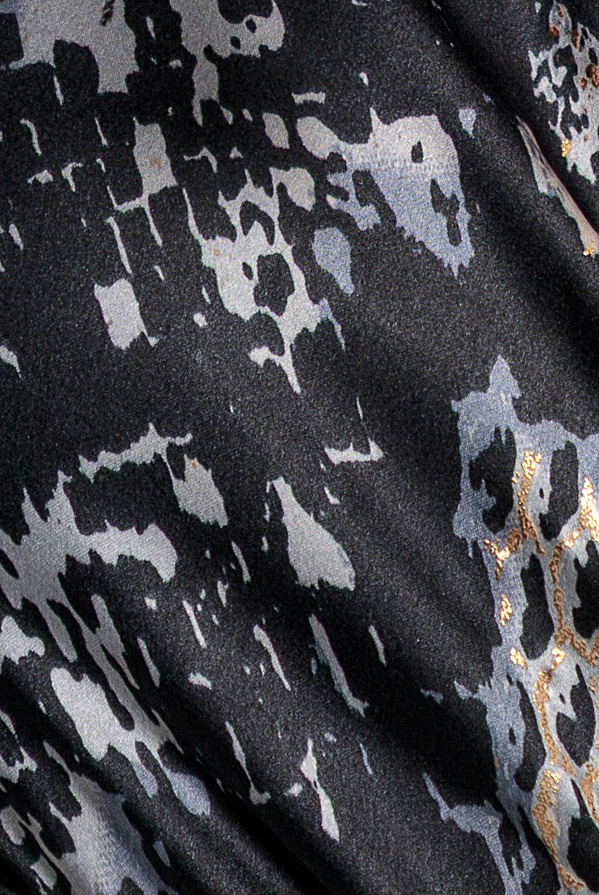 Goddiva Foil Print Wrap Midi With Tassels - Black