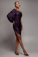 Goddiva One Shoulder Asymmetric Midi Dress - Purple