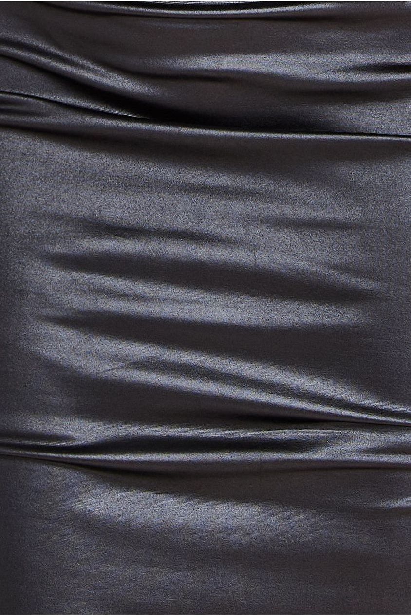 City Goddess Faux Leather Cut Out Sheath Midi Dress - Black