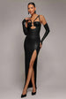 Goddiva Faux Leather Cut Out Maxi Dress - Black