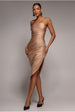 Goddiva Bandeau Faux Leather Midi Dress - Beige