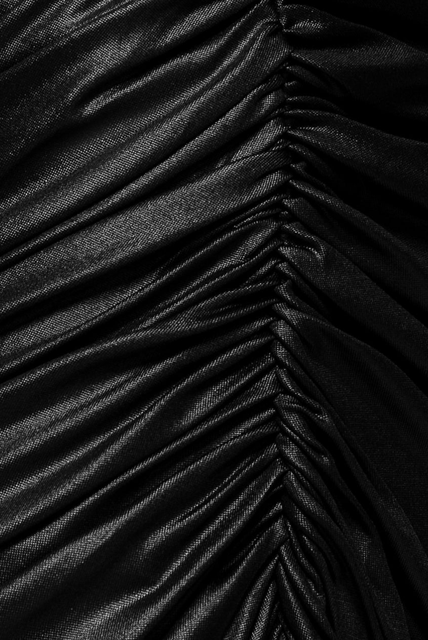 City Goddess Bandeau Faux Leather Midi Dress - Black