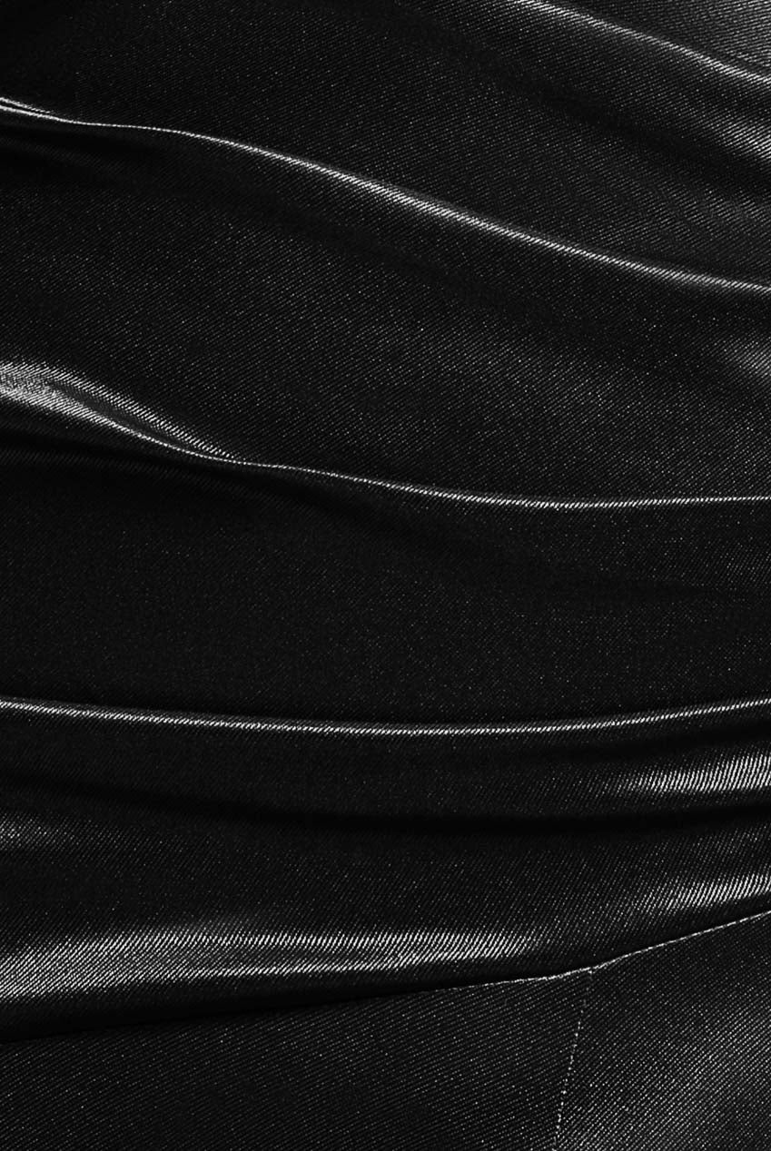 Goddiva Satin Off Shoulder Pleated Maxi Dress - Black