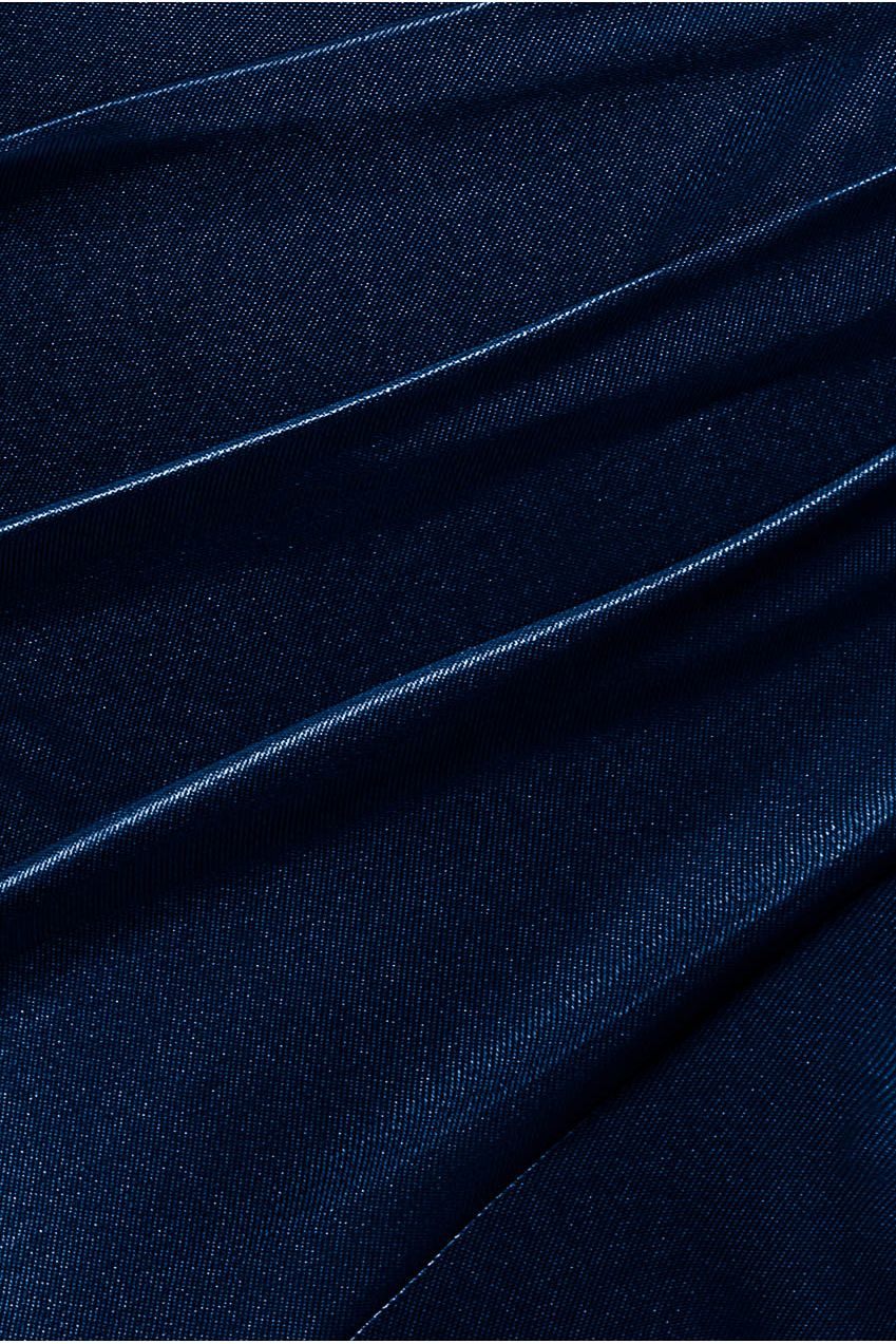 Goddiva Satin Off Shoulder Pleated Maxi Dress - Navy Blue
