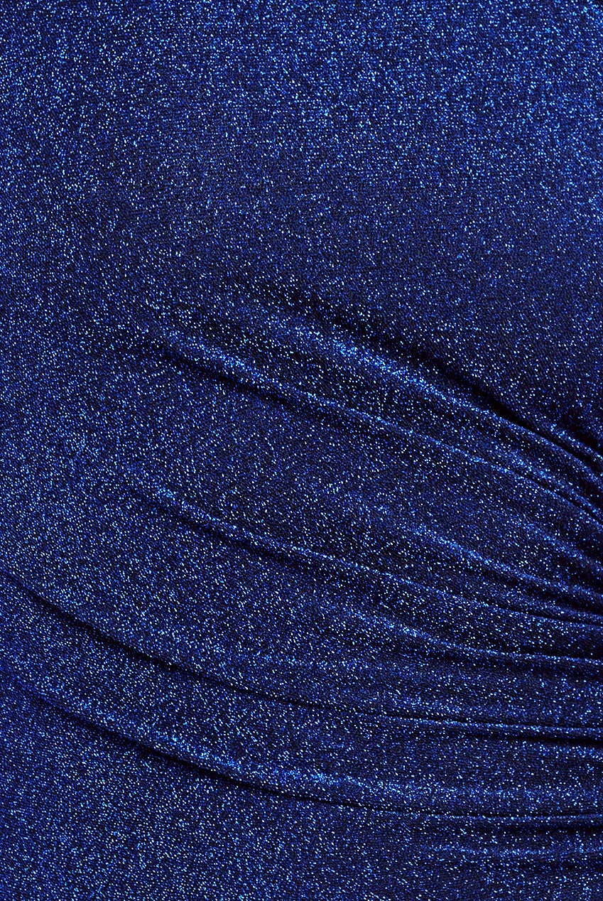Goddiva Open Back One Sleeve Lurex Midi - Royal Blue