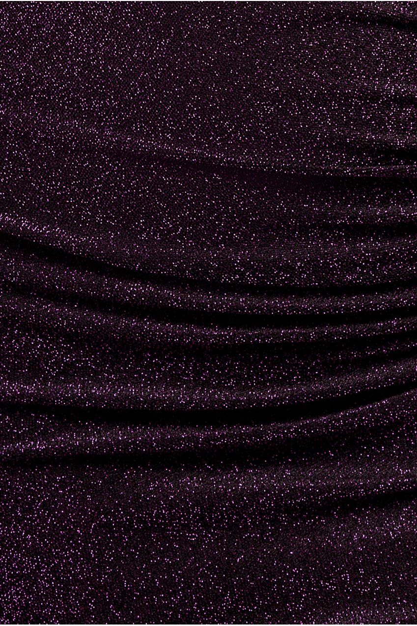 Goddiva Open Back One Sleeve Lurex Midi - Purple