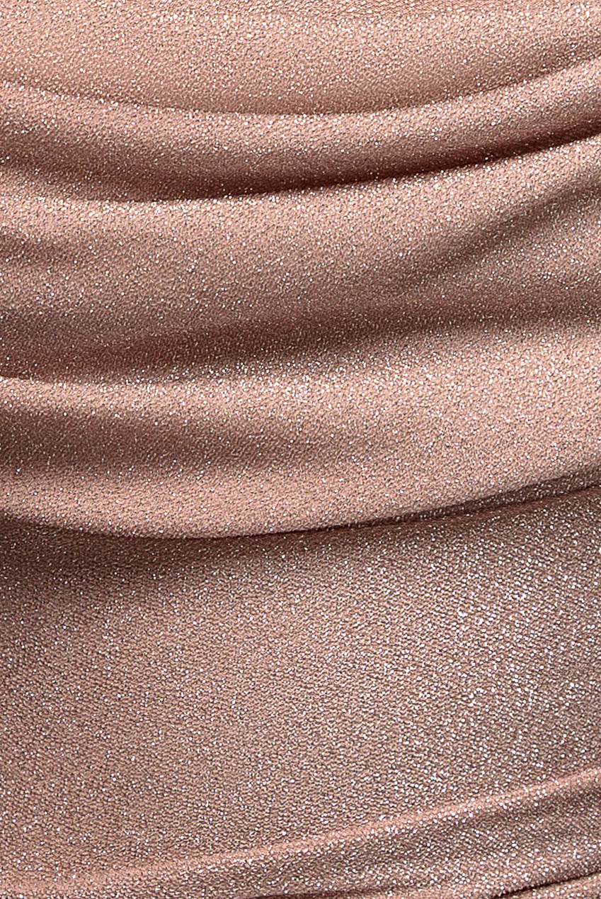 Goddiva Lurex Cowl Neck Off The Shoulder Midi Dress - Blush Pink