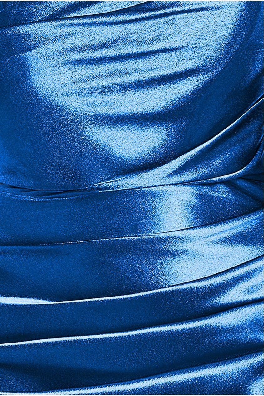 Goddiva Satin Bandeau Maxi Dress - Royal Blue