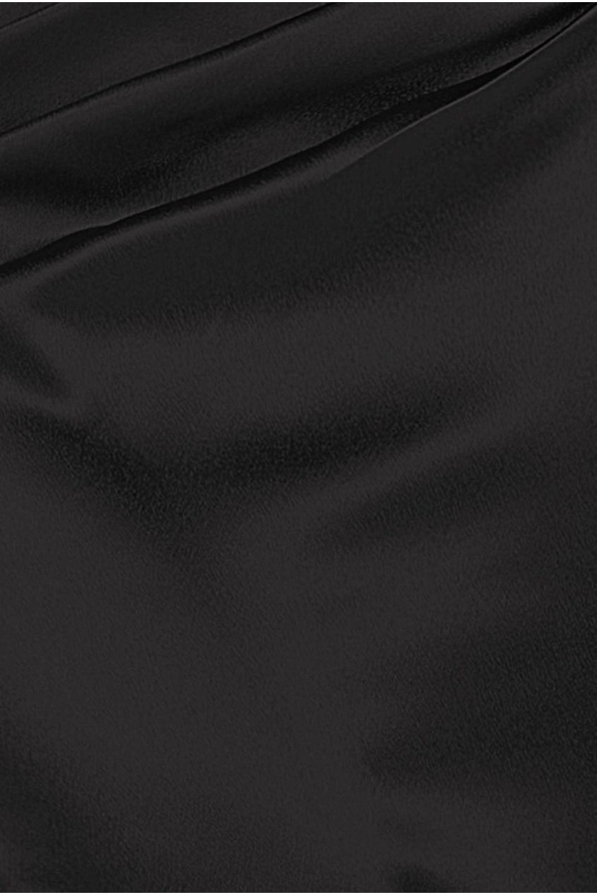 Goddiva Satin Bandeau Maxi Dress - Black