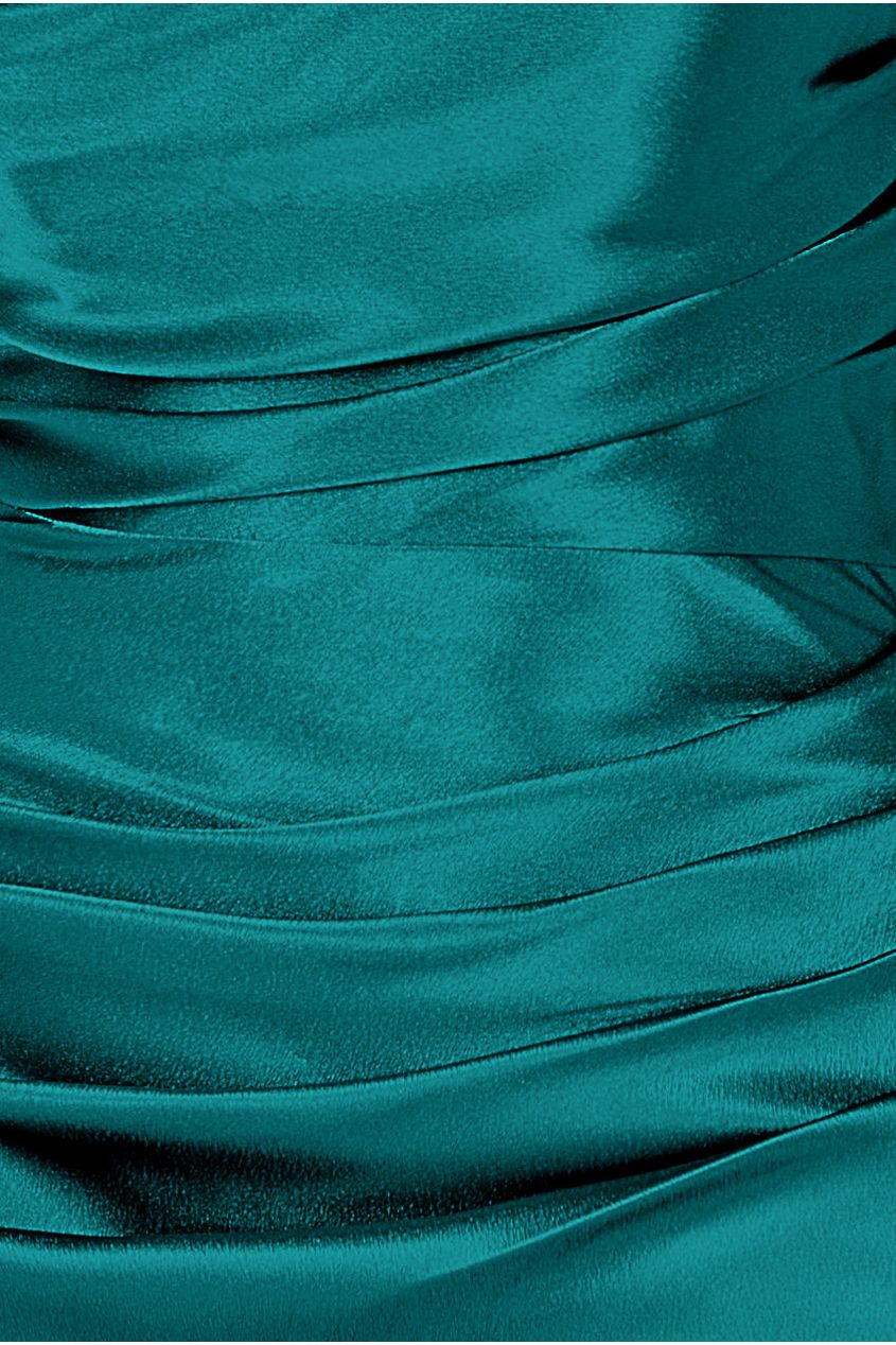 Goddiva Satin Bandeau Maxi Dress - Emerald Green