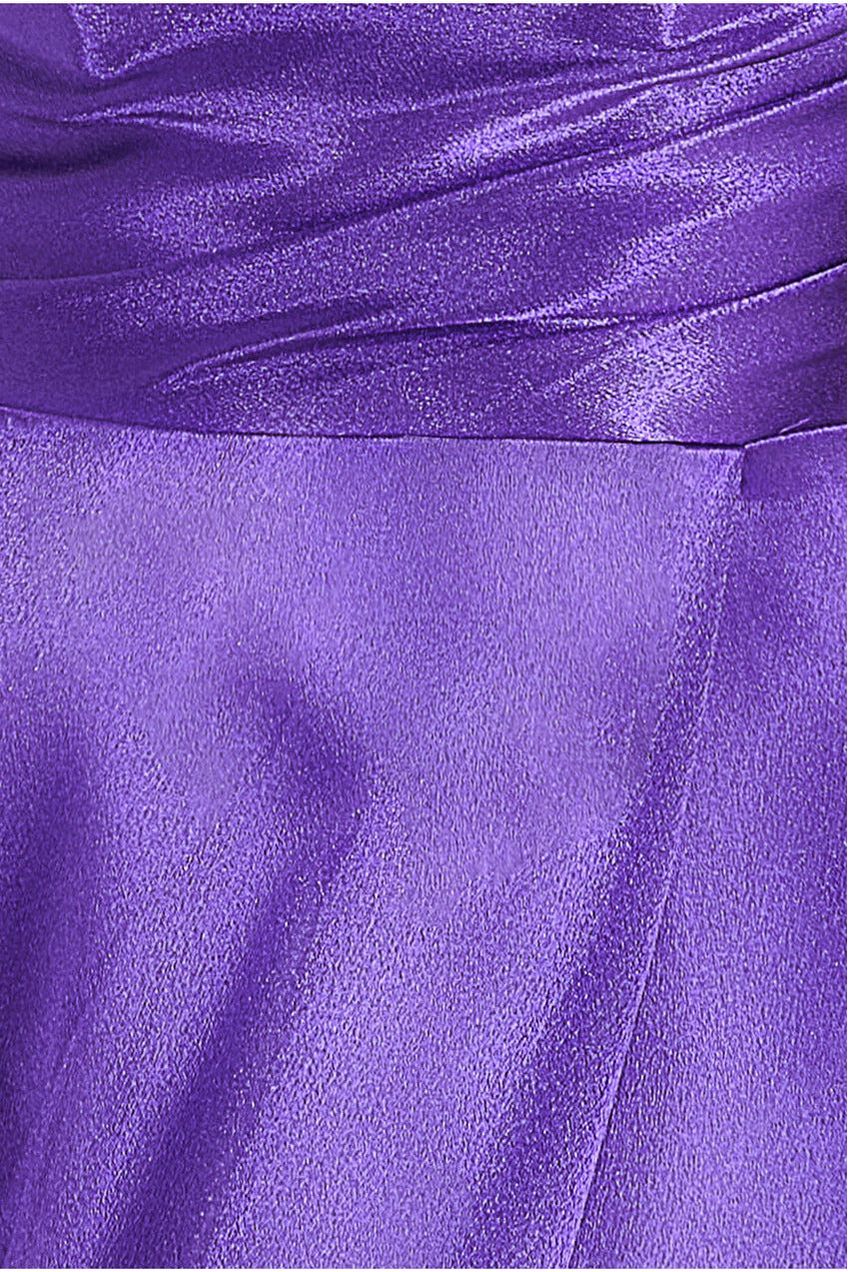 Goddiva Front Split Satin Bandeau Maxi - Purple